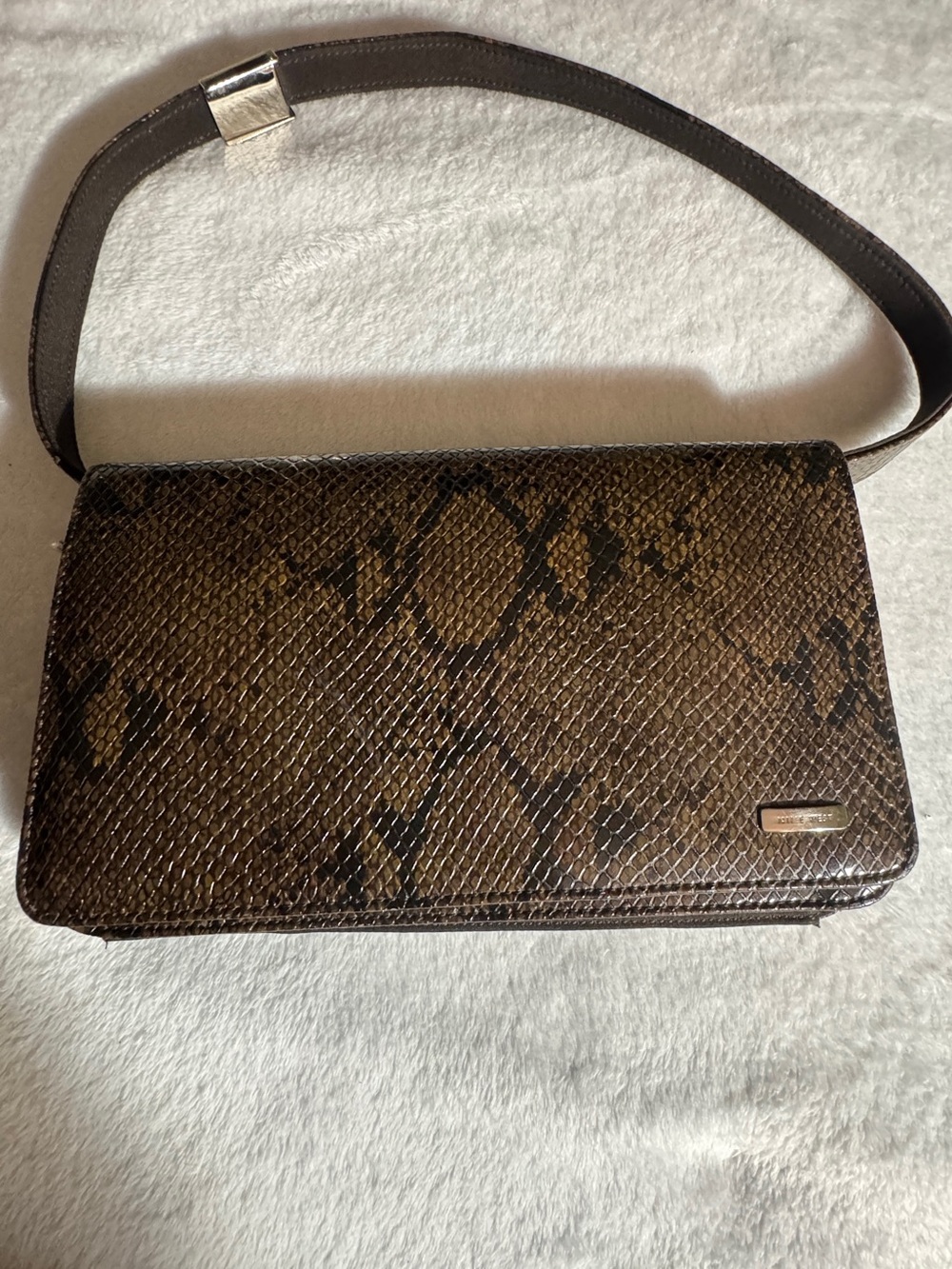Nine West Brown Snake-Print Crossbody Bag